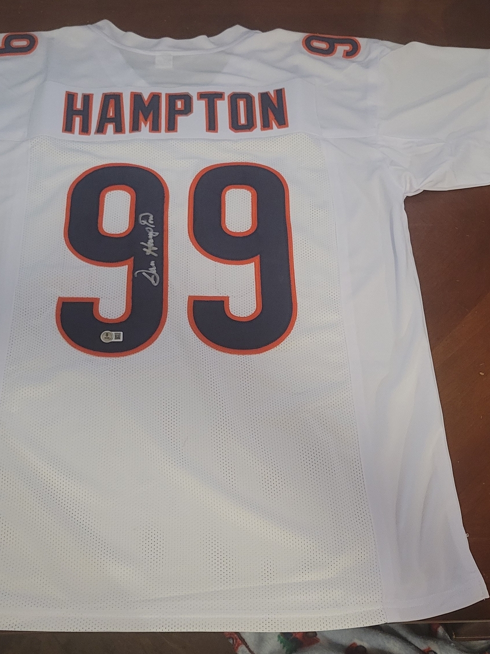Dan Hampton Signed Chicago Bears #99 White Football Jersey BAS Witnessed